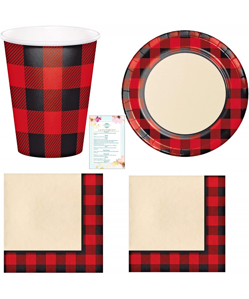 Buffalo Check Plaid Lumberjack Party Plates- Napkins- and Cups for 16 Guests- Bundled - C118I4E323I $12.82 Party Packs