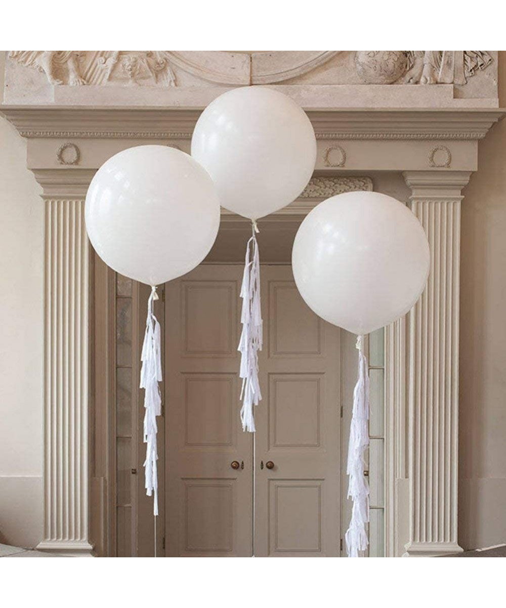 (Pack of 3) 36 Inch Innocence Giant White Balloon with Large Handmade Tassel Tail in White for Wedding Decoration - CE18G8U8Z...