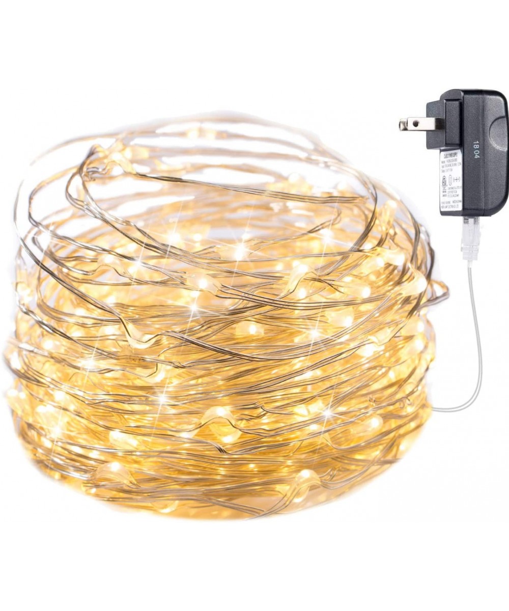 100 LED Fairy Lights 33FT Firefly String Lights Waterproof Silver Wire UL Adaptor Included- Firefly Lights for Indoor Outdoor...