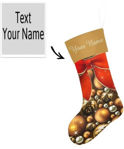 Christmas Stocking Custom Personalized Name Text Christmas Ball Bowknot for Family Xmas Party Decor Gift 17.52 x 7.87 Inch - ...