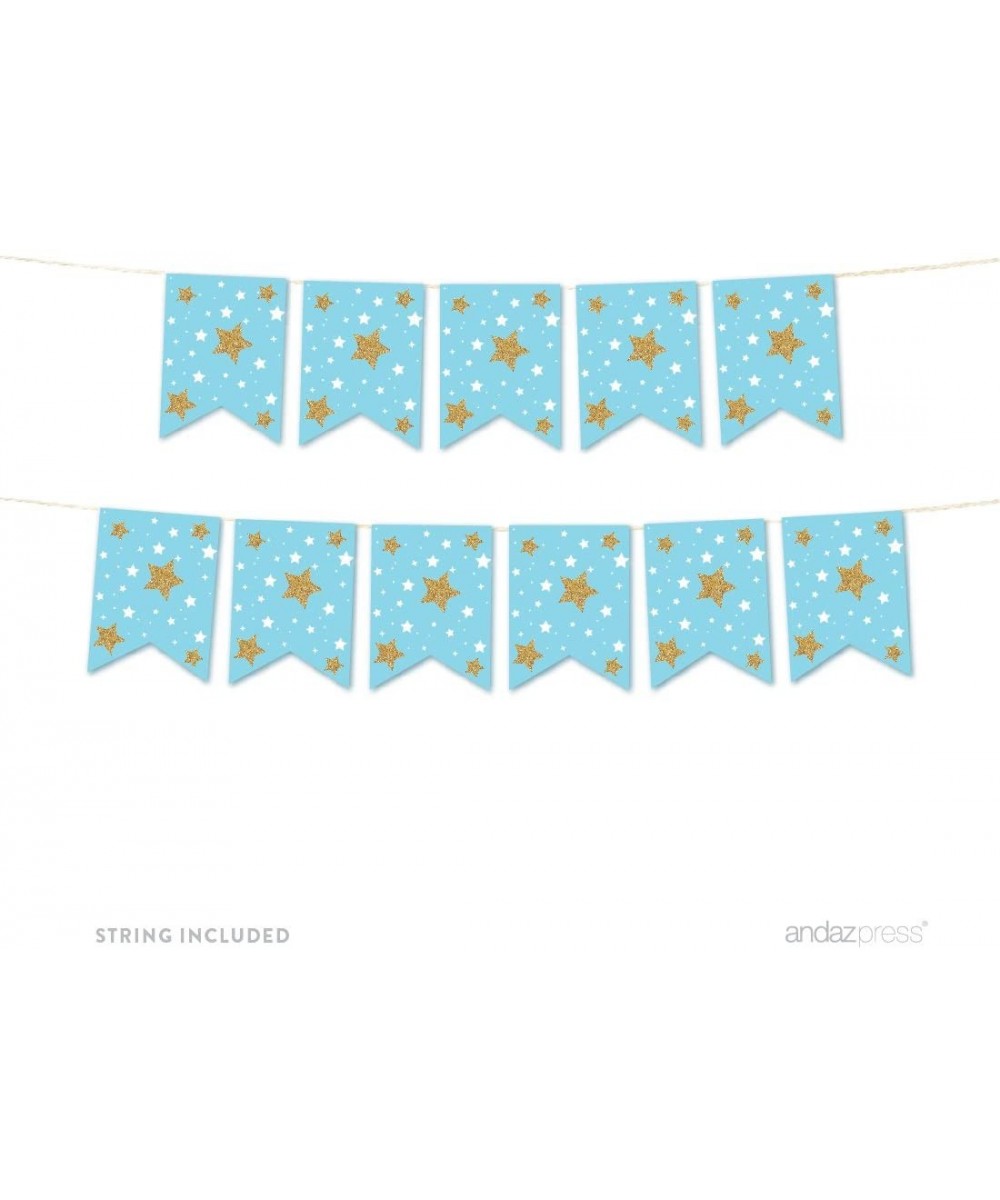 Twinkle Twinkle Little Star Baby Blue Wedding Collection- Hanging Pennant Party Banner with String- Graphics Only- 5-Feet- 1 ...