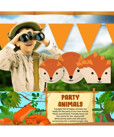 Fox Theme Party Dinnerware Bundle - Napkins- Plates- Banner - Animal Faces Decoration- Woodland Birthday- Baby Shower Decor -...