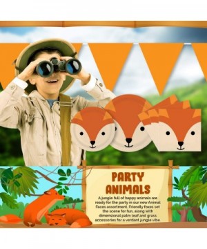 Fox Theme Party Dinnerware Bundle - Napkins- Plates- Banner - Animal Faces Decoration- Woodland Birthday- Baby Shower Decor -...