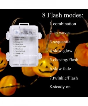 7.9 Feet 24 LEDs Halloween Pumpkin String Lights- Battery Operated with 8 Flash Modes- Remote and Timer for Halloween Party D...