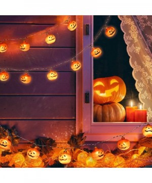 7.9 Feet 24 LEDs Halloween Pumpkin String Lights- Battery Operated with 8 Flash Modes- Remote and Timer for Halloween Party D...