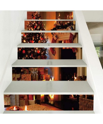 Christmas DecorChristmas 3D Simulation Stair Sticker Waterproof Wall Sticker DIY Home Decor- Christmas Ornaments Advent Calen...