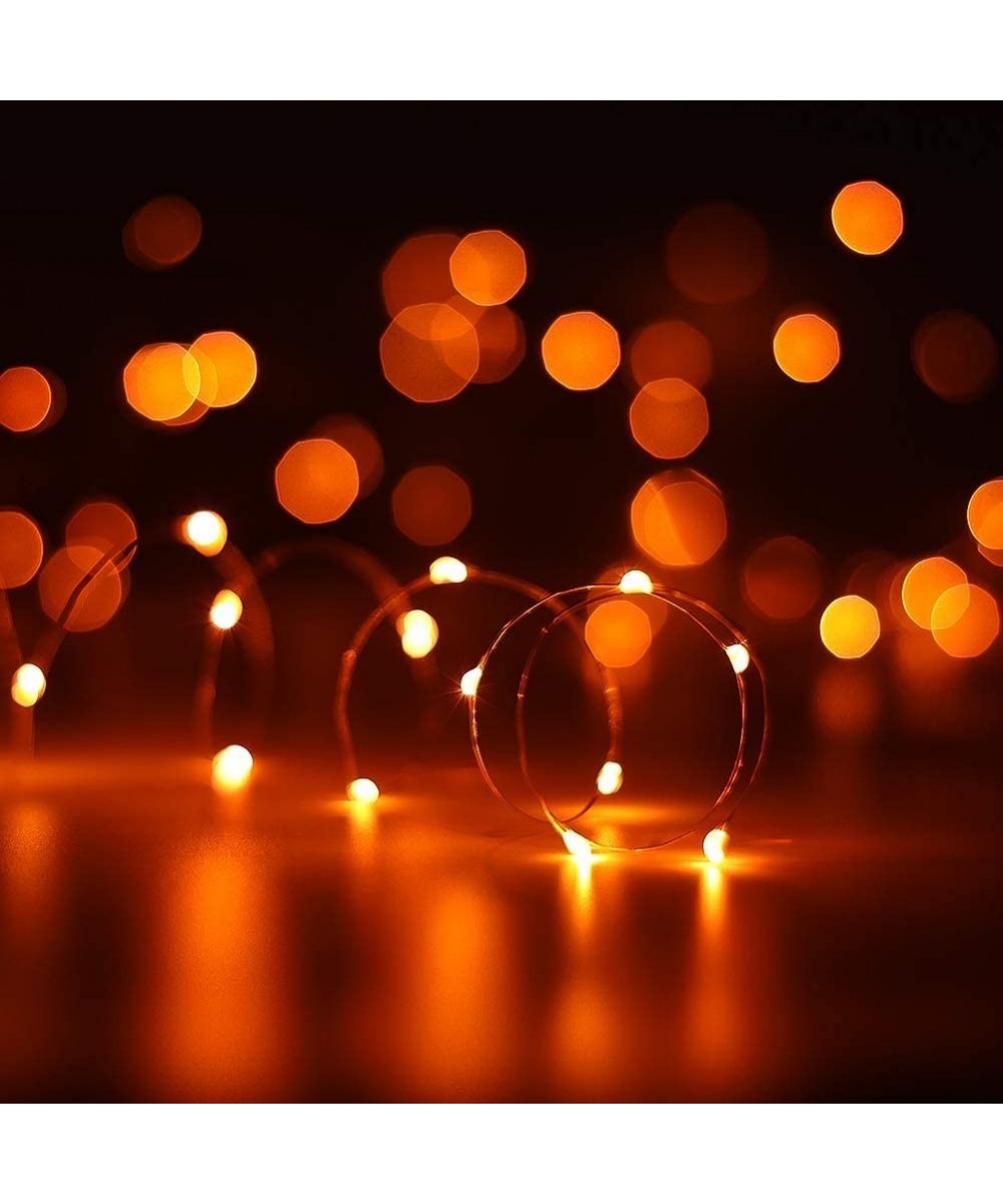 2 Pack Orange Lights for Halloween 30 LED Battery Operated Fairy String Lights Twinkle Firefly Lights for Garden-Thanksgiving...