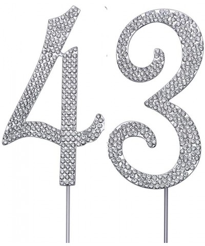 Silver 43" Crystal Cake Topper- Number 43 Rhinestones 43rd Birthday Cake Topper- Men or Women Birthday or 43th Anniversary Pa...