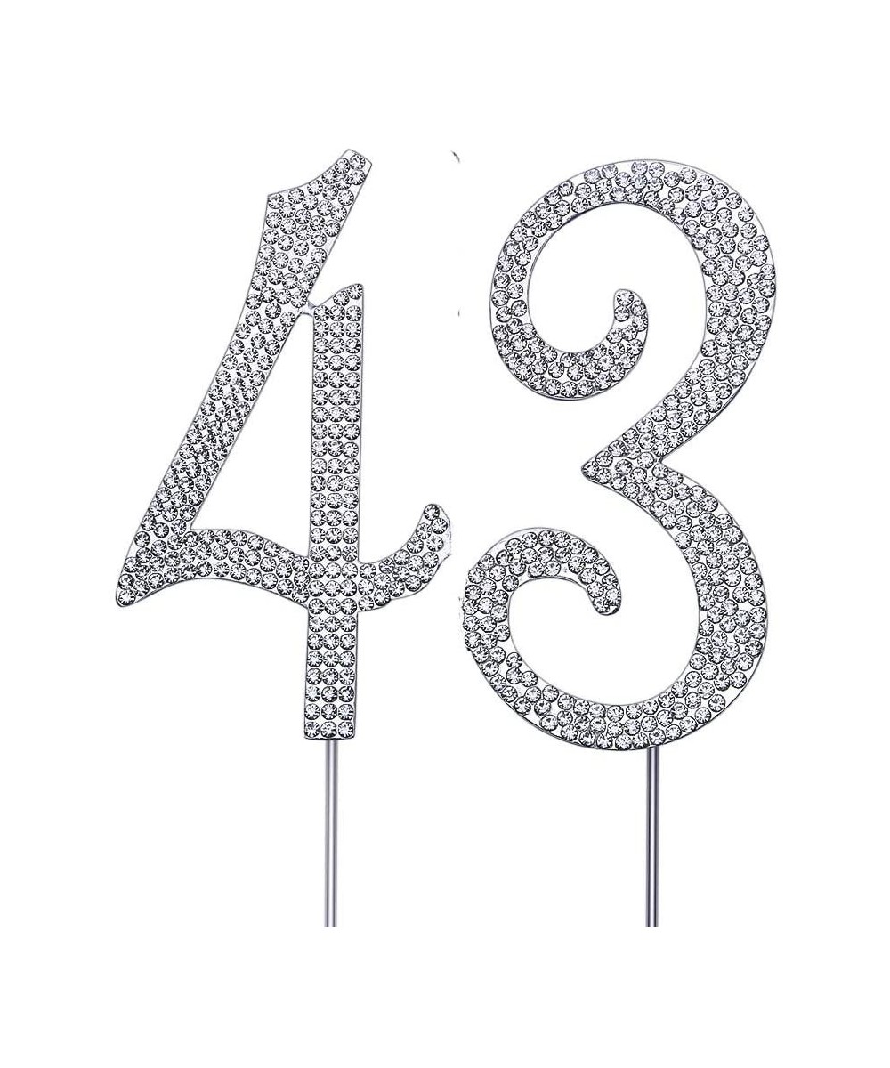 Silver 43" Crystal Cake Topper- Number 43 Rhinestones 43rd Birthday Cake Topper- Men or Women Birthday or 43th Anniversary Pa...