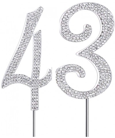 Silver 43" Crystal Cake Topper- Number 43 Rhinestones 43rd Birthday Cake Topper- Men or Women Birthday or 43th Anniversary Pa...