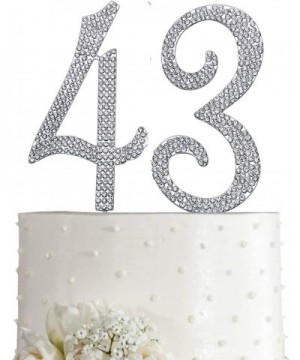 Silver 43" Crystal Cake Topper- Number 43 Rhinestones 43rd Birthday Cake Topper- Men or Women Birthday or 43th Anniversary Pa...