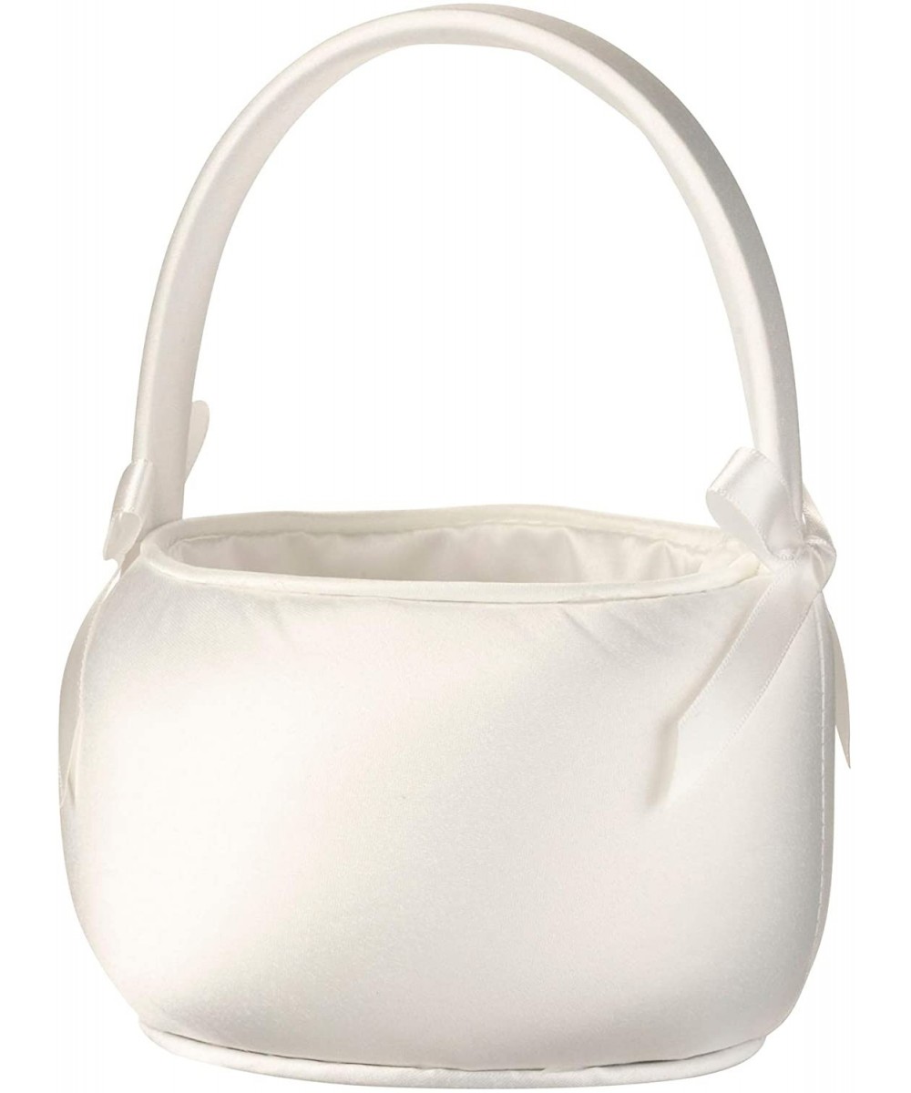 White Satin Flower Girl Basket- 4.75 - CU192RS7KGU $9.62 Ceremony Supplies