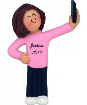 Selfie Female Brunette Hair Personalized Christmas Ornament - Handpainted Resin - 4" Tall - Free Customization - CG12NUKWPU4 ...