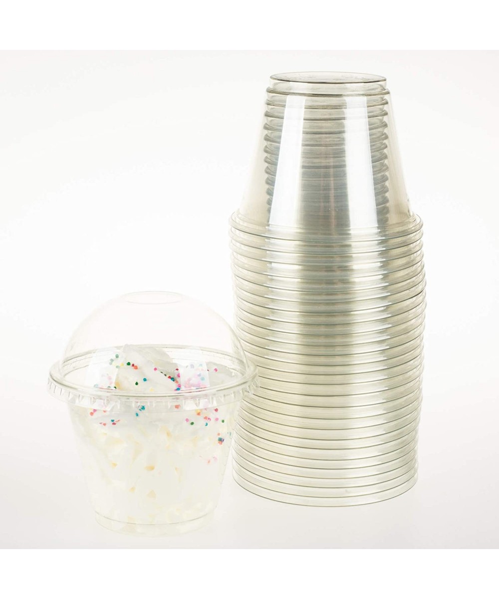 9oz-25sets Clear Plastic Cups with Clear Dome lids No Hole - Clear - CP18UYYM7CS $5.31 Tableware