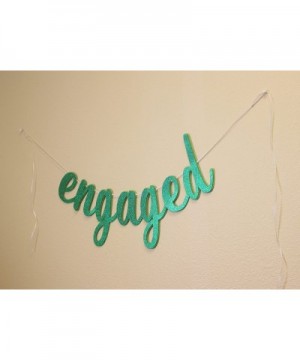 Engaged Cursive Banner- Engagement- Bridal Shower- Party Banner- Party Decor- Photo Backdrop- 1set (Green) - Green - C8180K6Q...