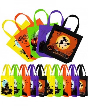 20 Packs Halloween Non-Woven Bags 9.8 x 9.8 x 3.1 Inches Trick or Treat Flat Bottom Bags Party Gift Goodie Bags Candy Bags wi...