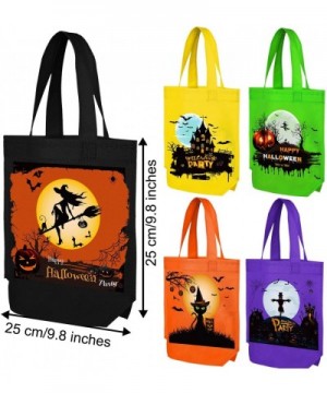 20 Packs Halloween Non-Woven Bags 9.8 x 9.8 x 3.1 Inches Trick or Treat Flat Bottom Bags Party Gift Goodie Bags Candy Bags wi...