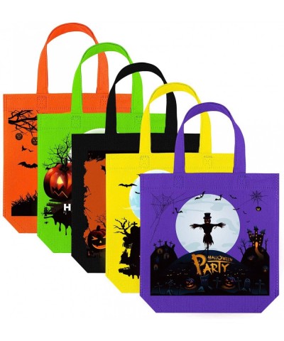 20 Packs Halloween Non-Woven Bags 9.8 x 9.8 x 3.1 Inches Trick or Treat Flat Bottom Bags Party Gift Goodie Bags Candy Bags wi...