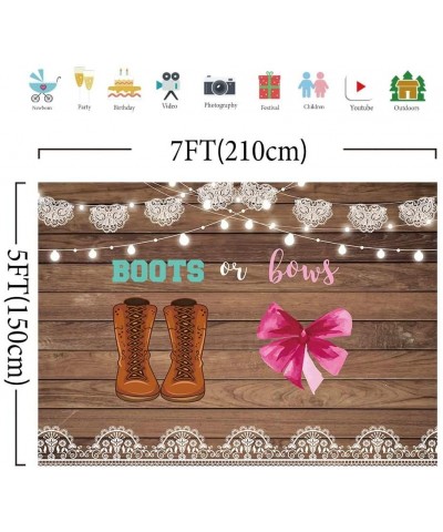 Boots or Bows Gender Reveal Backdrop Rustic Wood He or She Boy or Girl Baby Shower Party Cake Table Banner Cowboy Boots Lace ...