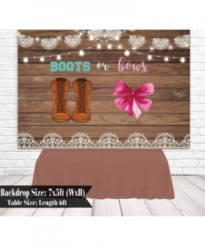 Boots or Bows Gender Reveal Backdrop Rustic Wood He or She Boy or Girl Baby Shower Party Cake Table Banner Cowboy Boots Lace ...