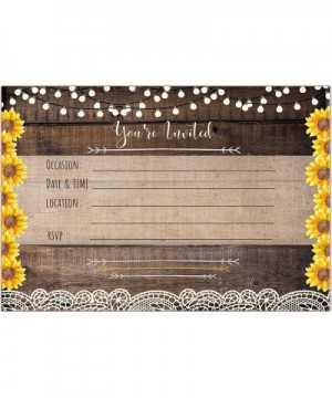 Country Lace & Sunflower Rustic Invitations All Occasion Fill in invites for Bridal Shower Wedding Rehearsal Dinner Birthday ...