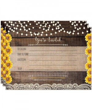 Country Lace & Sunflower Rustic Invitations All Occasion Fill in invites for Bridal Shower Wedding Rehearsal Dinner Birthday ...