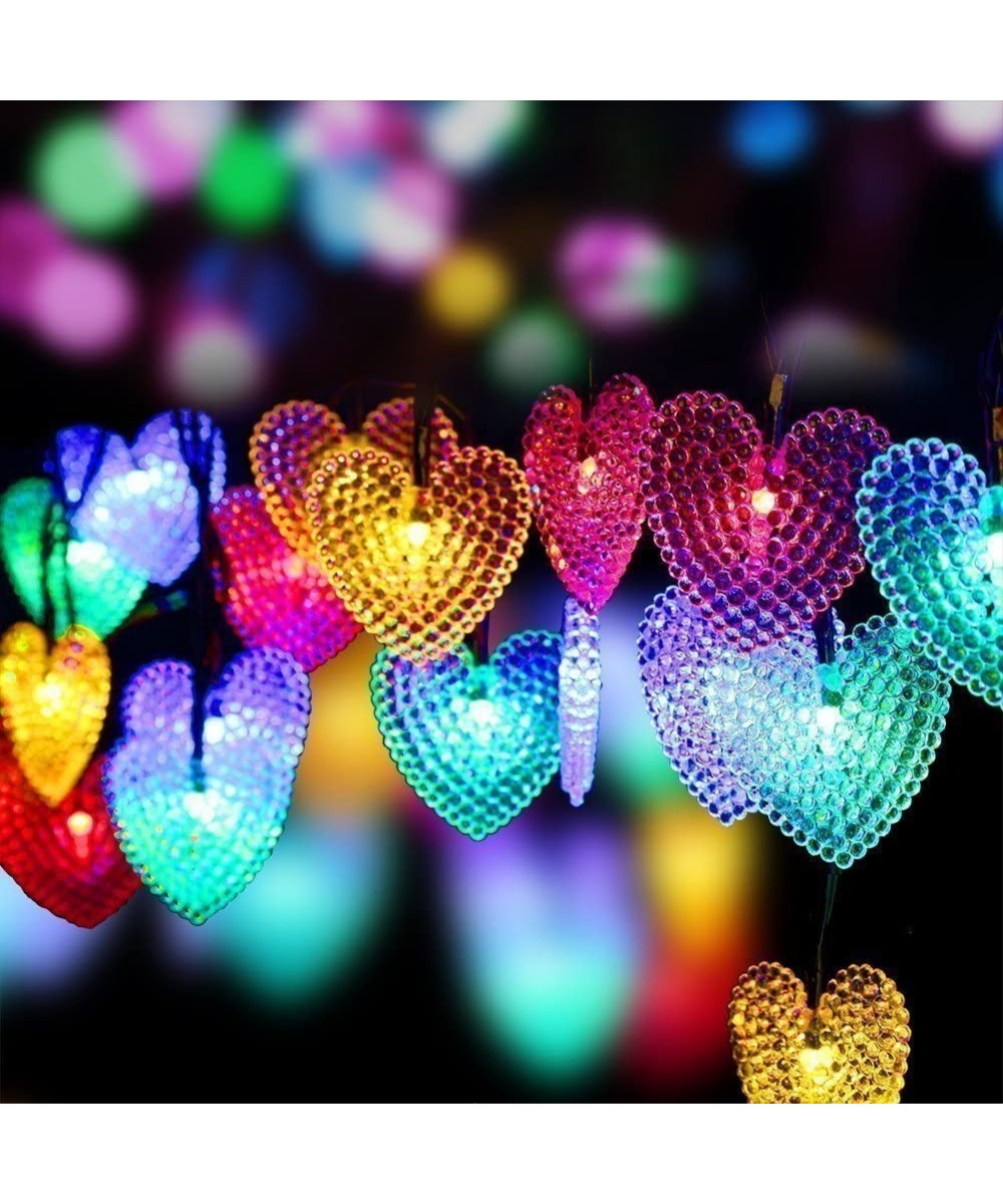 Solar Heart Lights- Outdoor Heart Lights 30LED 19.7ft with 8 Mode Working Lighting Waterproof for Christmas Tree Party Weddin...