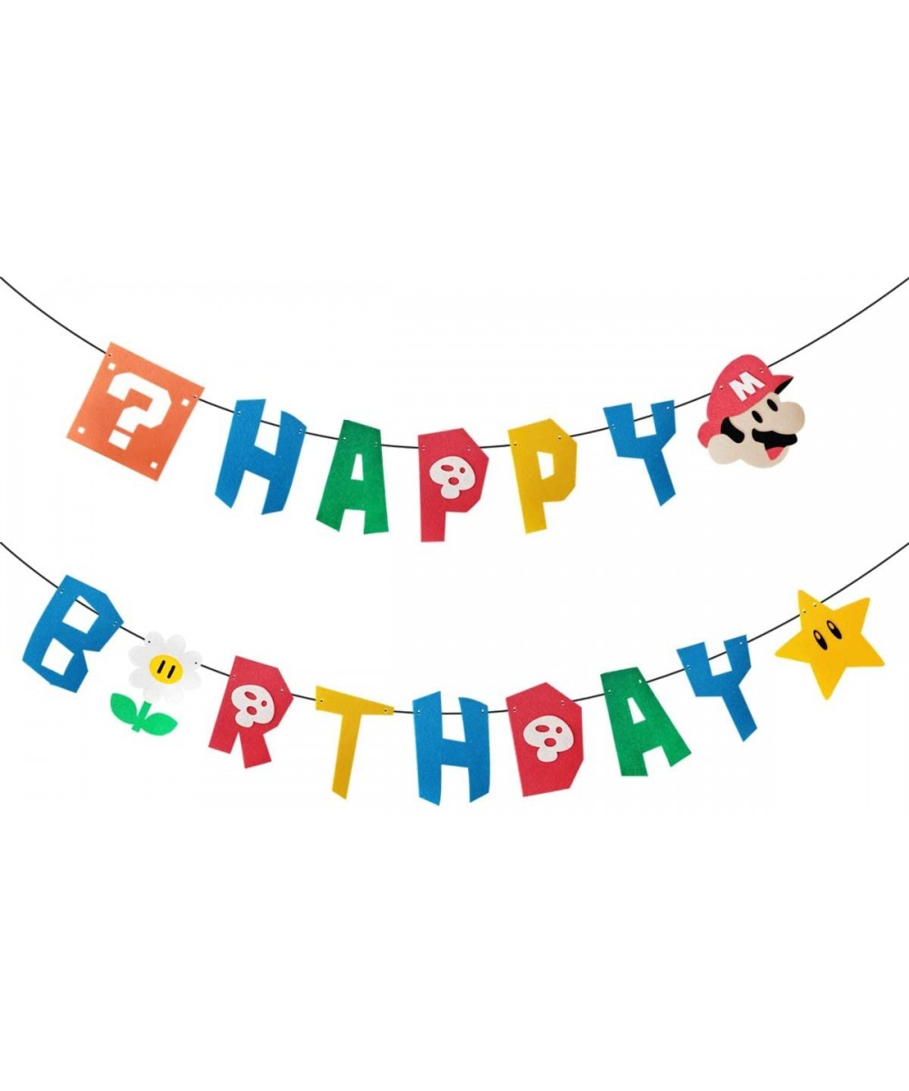 Super Mario Brothers Happy Birthday Banner for Kids Birthday Party Decoration Supplies - CV197DYILG3 $6.86 Banners