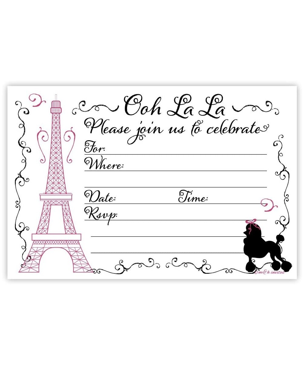 Paris Party Invitations (20 Count) With Envelopes - CE184RUXRLO $6.51 Invitations
