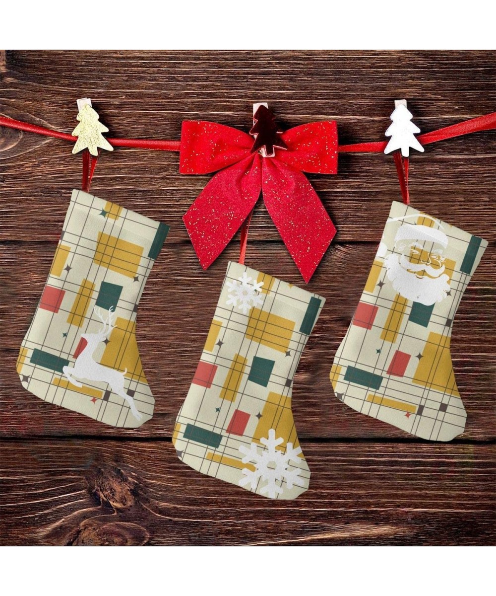 Mid Century Modern Christmas Stockings 3D Santa Snowman Reindeer Xmas Stockings- Reindeer Xmas Character Fireplace for Family...