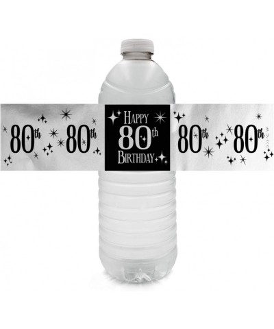 Black and Silver 80th Birthday Water Bottle Labels - Shiny Foil - 24 Stickers - CD18KAYHL8T $7.33 Favors