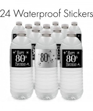 Black and Silver 80th Birthday Water Bottle Labels - Shiny Foil - 24 Stickers - CD18KAYHL8T $7.33 Favors