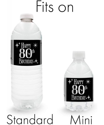 Black and Silver 80th Birthday Water Bottle Labels - Shiny Foil - 24 Stickers - CD18KAYHL8T $7.33 Favors