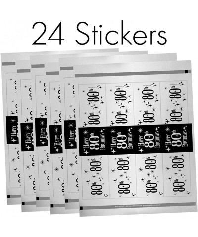 Black and Silver 80th Birthday Water Bottle Labels - Shiny Foil - 24 Stickers - CD18KAYHL8T $7.33 Favors