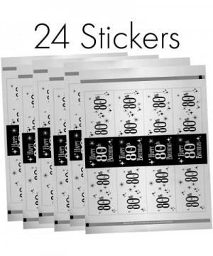 Black and Silver 80th Birthday Water Bottle Labels - Shiny Foil - 24 Stickers - CD18KAYHL8T $7.33 Favors