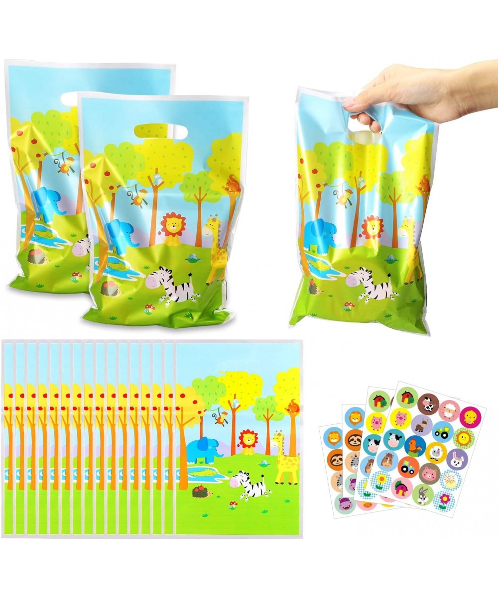 Jungle Animal Party Favors- 50Pcs Safari Animal Goodies Candy Treat Bags with Stickers- Plastic Bags for Candy- Jungle Safari...