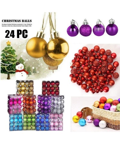 24PCS Christmas Ball Ornaments Sets for Christmas Tree Decorations- 1.18" Small Shatterproof Xmas Decor Pendant-Perfect Hangi...