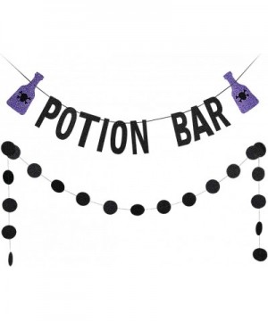 Potion Bar Banner Black Glittery and Black Glittery Circle Dots Garland- Halloween Party Decorations-Witch Decorations-Hallow...