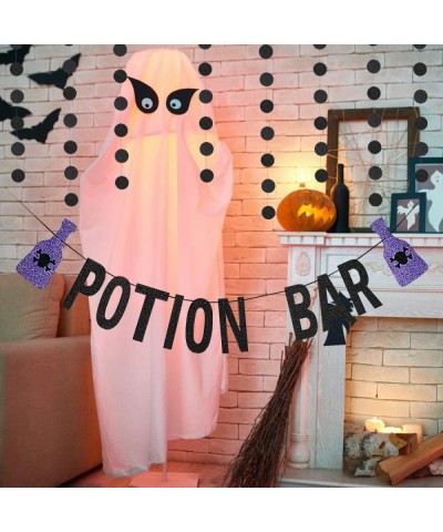 Potion Bar Banner Black Glittery and Black Glittery Circle Dots Garland- Halloween Party Decorations-Witch Decorations-Hallow...