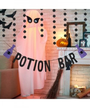 Potion Bar Banner Black Glittery and Black Glittery Circle Dots Garland- Halloween Party Decorations-Witch Decorations-Hallow...