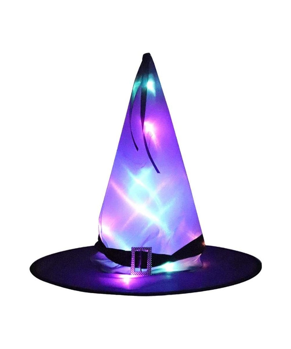 Halloween Glowing Hat Interesting Comfortable Dress Up Hanging Lighted Glowing Witch Hat Children Adult Party Wizard Cap - Pu...