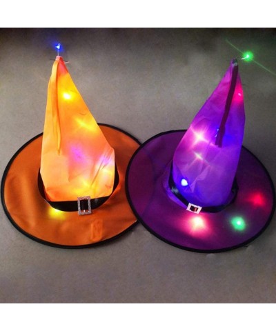 Halloween Glowing Hat Interesting Comfortable Dress Up Hanging Lighted Glowing Witch Hat Children Adult Party Wizard Cap - Pu...