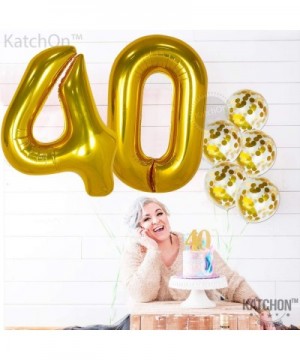 Gold 40 Balloons Number Confetti - Large- 40 Inch Foiil Gold Balloons - 5 Gold Confetti Balloons- 12 Inch - 40th Birthday Dec...