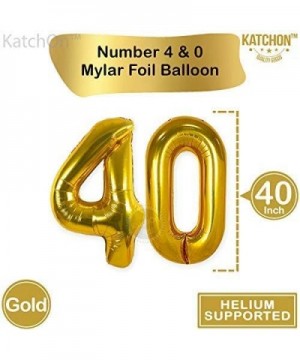 Gold 40 Balloons Number Confetti - Large- 40 Inch Foiil Gold Balloons - 5 Gold Confetti Balloons- 12 Inch - 40th Birthday Dec...