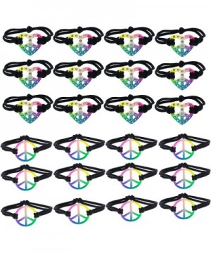 24 Peace Sign VSCO Bracelets for Teen Girls with Tie Dye Pendants- VSCO Girl Party Favors- Peace and Love Inspirational Brace...