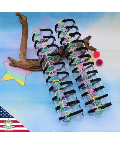 24 Peace Sign VSCO Bracelets for Teen Girls with Tie Dye Pendants- VSCO Girl Party Favors- Peace and Love Inspirational Brace...