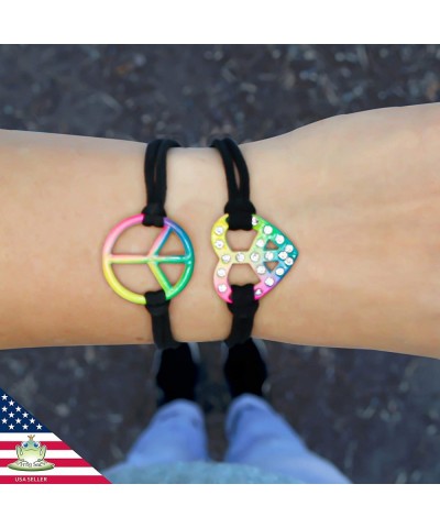 24 Peace Sign VSCO Bracelets for Teen Girls with Tie Dye Pendants- VSCO Girl Party Favors- Peace and Love Inspirational Brace...