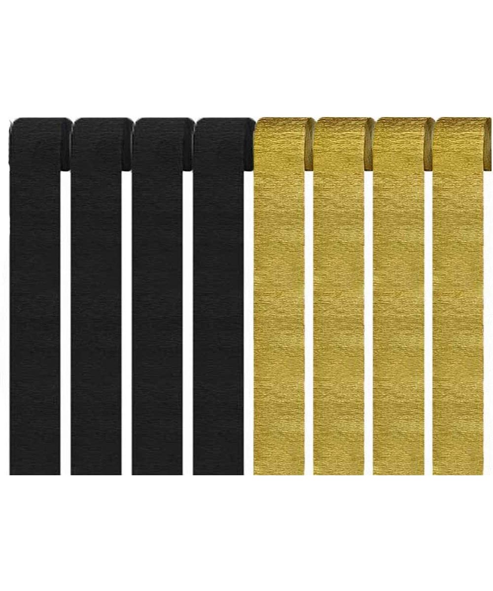 Gold and Black Crepe Paper Streamers- 2.6 Inch Widening 8 Rolls Gold Black Party Streamers Decorations for Birthday Party- Fa...