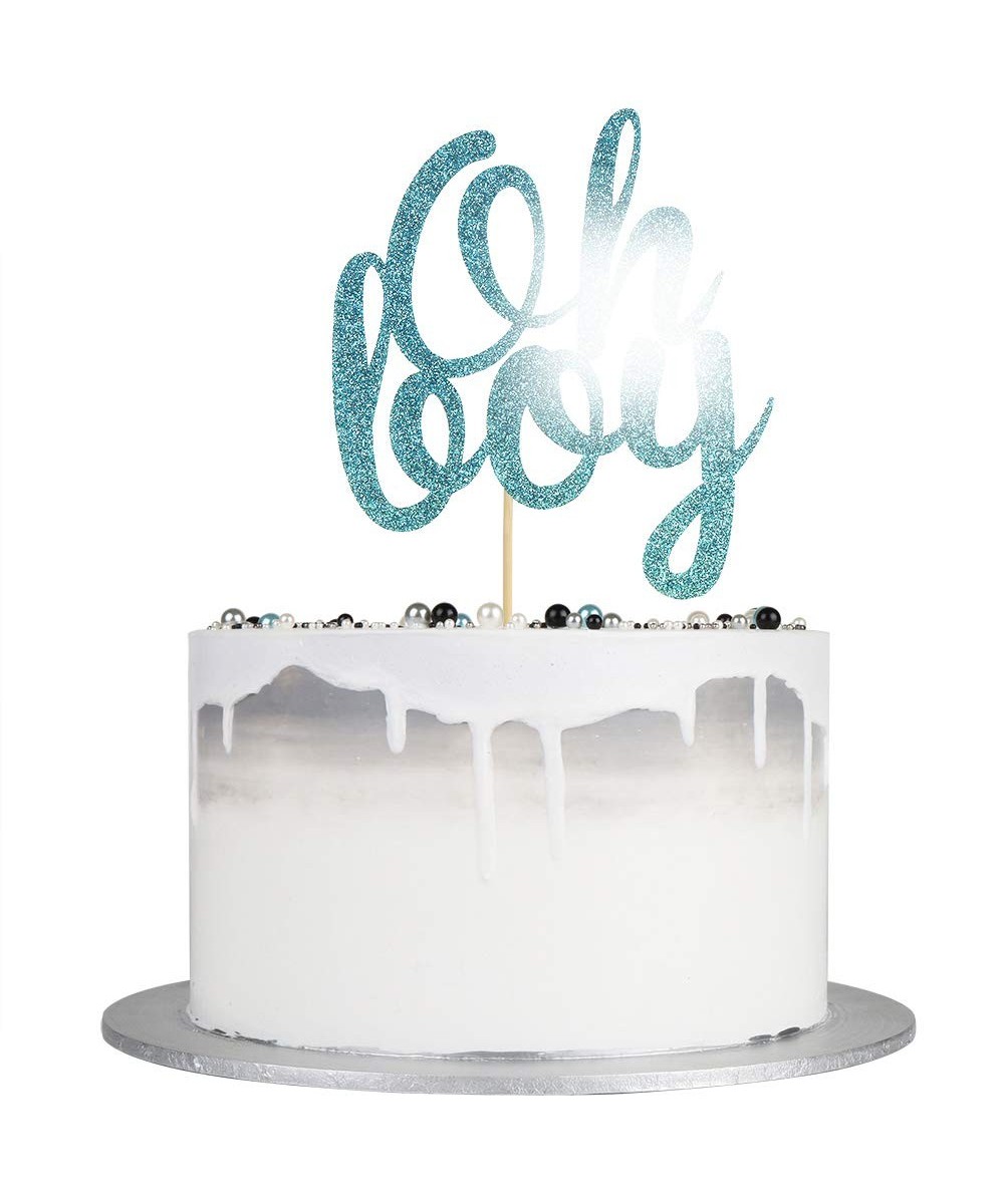 Oh & Boy Cake Topper - Blue Glitter Baby Shower Cake Topper for Boy(4 pack) - CO18WO7SM4O $5.73 Cake & Cupcake Toppers