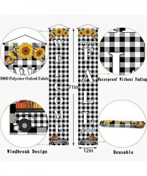 Happy Fall Y'all Porch Banner-Black and White Buffalo Check Plaid- Welcome Fall Theme Party Thanksgiving Front Door Sign Deco...